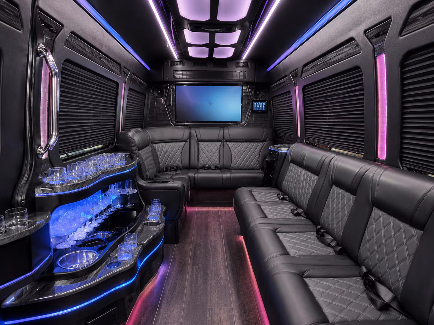 Fresno School Event Transportation party bus interior