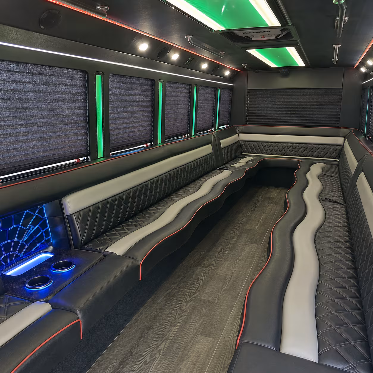 Fresno Wedding Transportation party bus interior